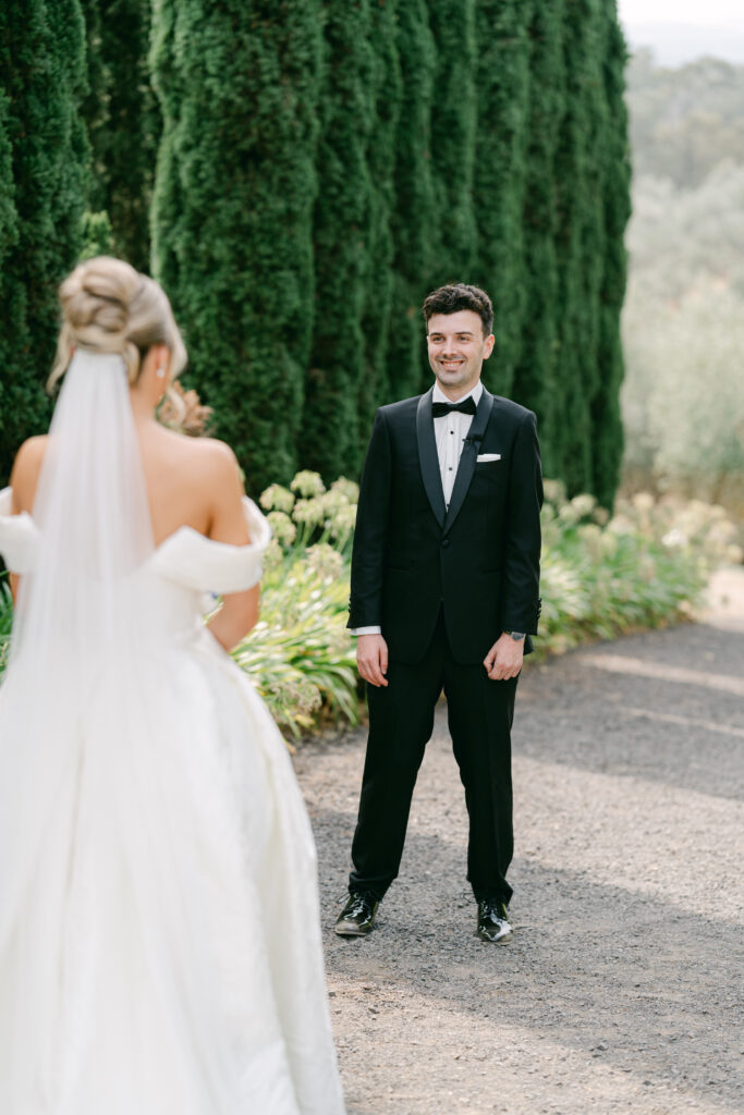 Couple having a first look